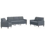 vidaXL Ensemble de canapés 3 Pièces avec coussins Gris foncé Velours