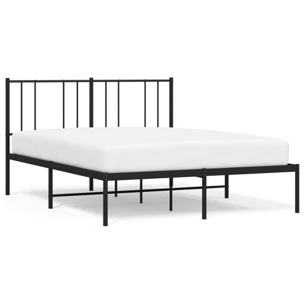 vidaXL Cadre de lit métal sans matelas avec tête de lit noir 120x200cm