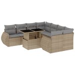 vidaXL Salon de jardin avec coussins 9 Pièces beige résine tressée