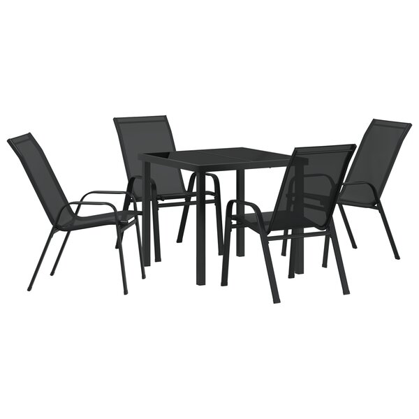 vidaXL Ensemble de salle à manger de jardin de 5 pièces en Textilène noir et acier