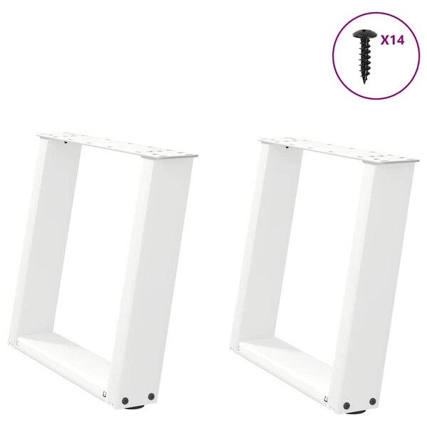 vidaXL Pieds de table basse en U  2 pièces  blanc  50 x (42-43) cm  acier