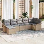vidaXL Ensemble de canapé de jardin 7 Pièces Beige Poly rotin