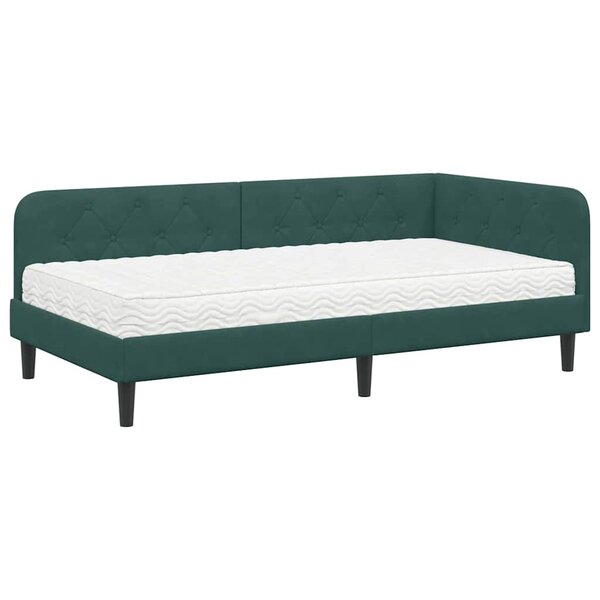 vidaXL Cadre de lit d'angle Vert foncé 100 x 200 cm Velours