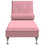 vidaXL Chaise longue de massage avec traversin rose velours