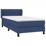 vidaXL Sommier à lattes de lit avec matelas Bleu 90x200 cm Tissu