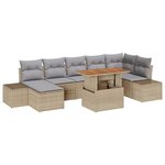 vidaXL Ensemble de canapé de jardin avec coussin 8 Pièces Beige  Gris