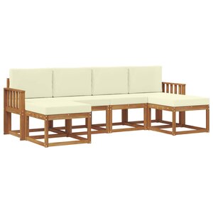 vidaXL Ensemble de canapés d'extérieur 6 pc Naturel et Crème