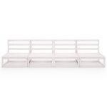 vidaXL Canapé à 4 places de jardin Blanc Bois de pin solide