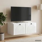 vidaXL Meuble TV mural Montage mural Blanc brillant 78 5 x 41 x 30 cm