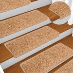 vidaXL Tapis d'escalier 10 pièces 65 x 21 x 4 cm Beige Bord rectangulaire