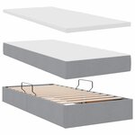 vidaXL Lit de rangement LED avec matelas Gris clair 200 x 200 cm Tissu