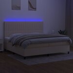 vidaXL Sommier à lattes de lit et matelas et LED Crème 200x200cm Tissu