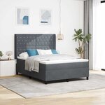 lit à ressorts vidaXL avec matelas et LED gris foncé 140x190 cm velours