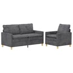 vidaXL Ensemble de Canapés 2 Pièces Gris foncé Polyester