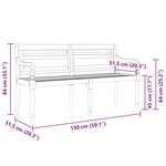 vidaXL Banc Batavia avec coussin gris 150 cm Bois de teck massif