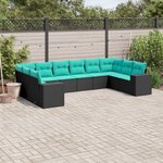 vidaXL Salon de jardin 10 Pièces avec coussins noir résine tressée