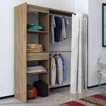 Vidaxl garde-robe avec rideau réglable en largeur 121-168 cm chêne
