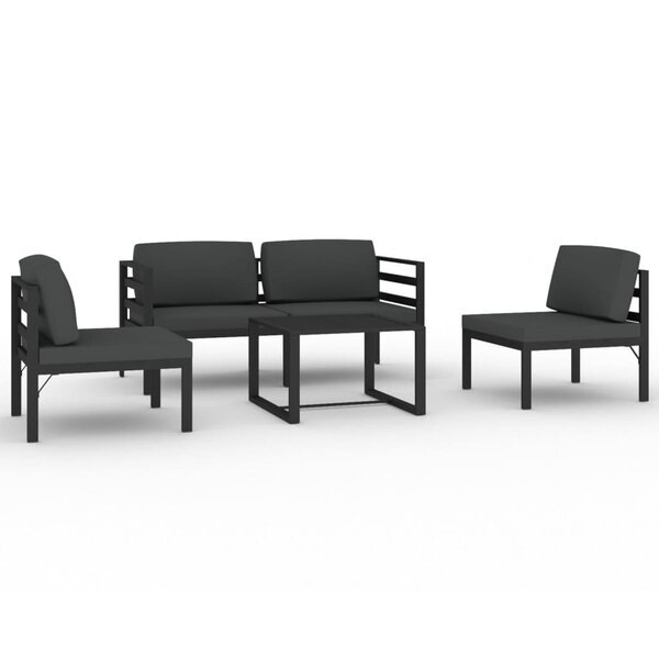 vidaXL Salon de jardin 5 Pièces avec coussins Aluminium Anthracite