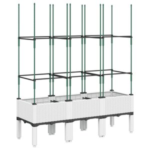 vidaXL Jardinière avec treillis blanc 120x40x142 5 cm PP