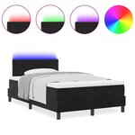 Lit Box Spring vidaXL avec Matelas et LED Noir 120x190 cm Velours
