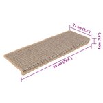 vidaXL Tapis d'escalier autocollants 15 Pièces 65x21x4 cm Beige clair