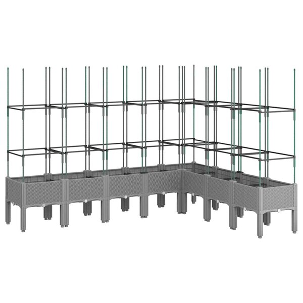 vidaXL Jardinière avec treillis gris clair 200x160x142 5 cm PP