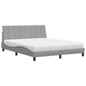 vidaXL Lit avec matelas Hanko gris clair 160x200 cm tissu