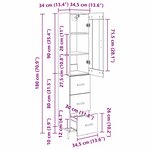 vidaXL Haut Armoire avec tiroir Chêne artisanal 34 5 x 34 x 180 cm