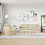 vidaXL Canapé 2 Pièces Crème 196 x 82 x 85 cm tissu