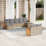 vidaXL Salon de jardin avec coussins 9 Pièces beige résine tressée