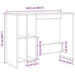vidaXL Bureau chêne artisanal 102 5x35x75 cm bois d'ingénierie