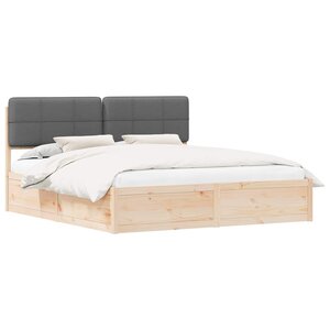 vidaXL Cadre de lit avec tête de lit rembourrée Gris foncé