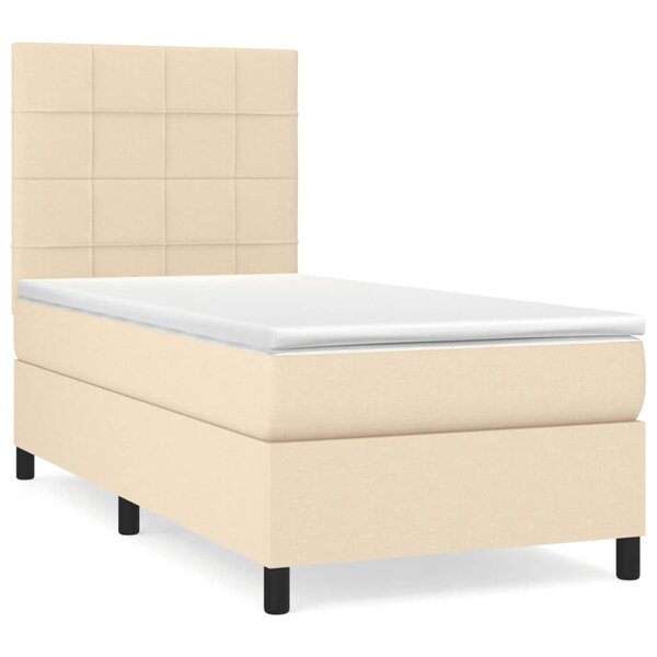 vidaXL Sommier à lattes de lit et matelas Crème 90x190 cm Tissu