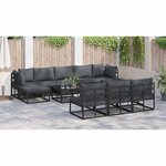 vidaXL Ensemble de canapé de jardin avec coussin 11 Pièces Noir Aluminium