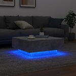 vidaXL Table basse avec lumières LED gris béton 80x80x31 cm