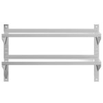 vidaXL Étagère murale à 2 niveaux 100x30x60cm argenté acier inoxydable