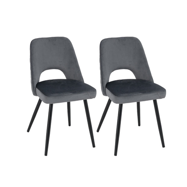 Lot de 2 chaises de salle à manger 60 x 46 x 84 cm rembourrées confort ultime design chic en métal gris 20_0012435
