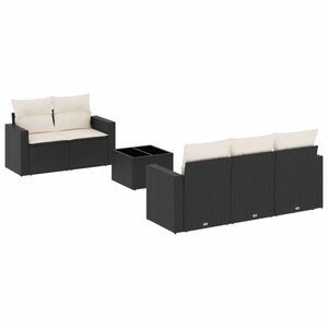 vidaXL Salon de jardin 6 Pièces avec coussins noir résine tressée