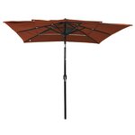 vidaXL Parasol de jardin à 3 niveaux avec mât en aluminium terre cuite