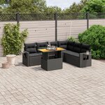 vidaXL Salon de jardin 7 Pièces avec coussins noir résine tressée