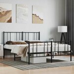 vidaXL Cadre de lit métal sans matelas avec pied de lit noir 120x190cm