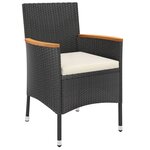 vidaXL Ensemble de bistro de jardin 3 Pièces coussins noir poly rotin