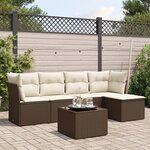 vidaXL Salon de jardin avec coussins 6 Pièces marron résine tressée