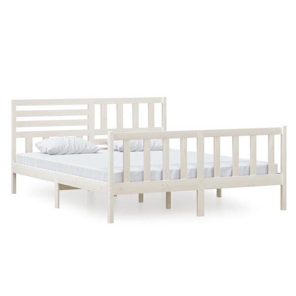 vidaXL Cadre de lit Blanc Bois massif 160x200 cm