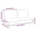 vidaXL Set de coussins de palette 3 Pièces Bordeaux 120 x 50 x 12 cm