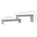 vidaXL Meuble TV Gris béton 180x30x43 cm Bois d'ingénierie