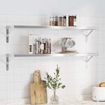 vidaXL Étagères murales 2 Pièces 100x23 5 cm argenté acier inoxydable