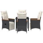 vidaXL Ensemble de salle à manger de jardin 5 pièces avec coussins en rattan poly noir