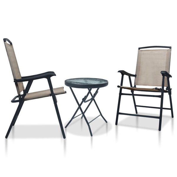vidaXL Ensemble de bistro 3 Pièces Taupe Acier