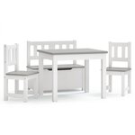 vidaXL Ensemble de table et chaises enfants 4 Pièces Blanc et gris MDF